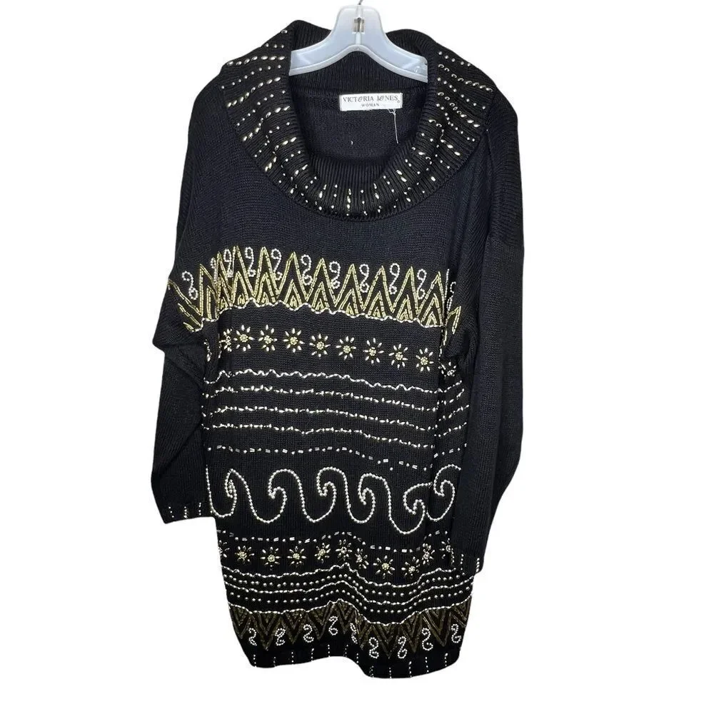 Vintage Victoria Jones Woman Long Beaded‎ Sweater